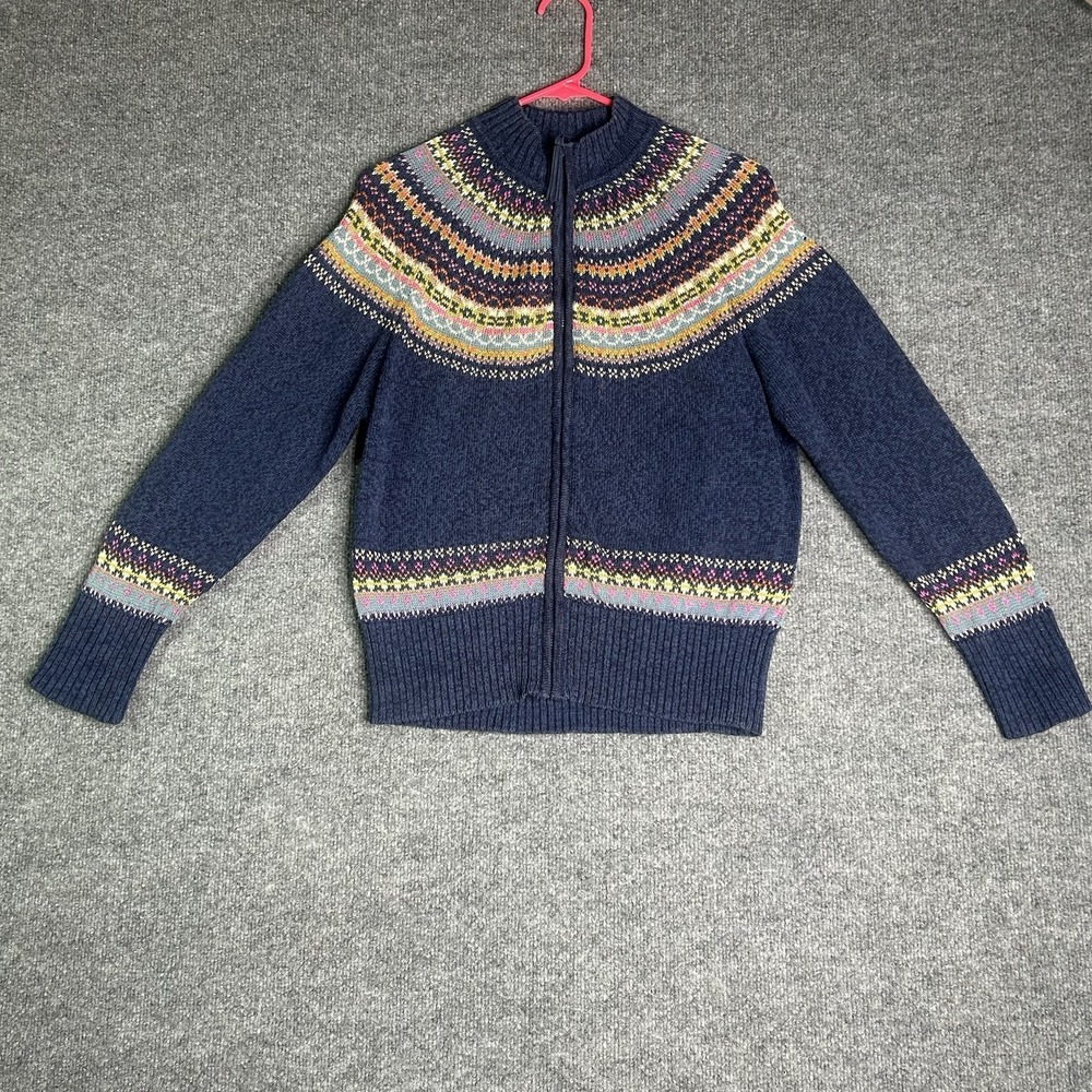 Tiara International Full Zip Knit Cardigan Size‎ Large Multicolor Fair Isle